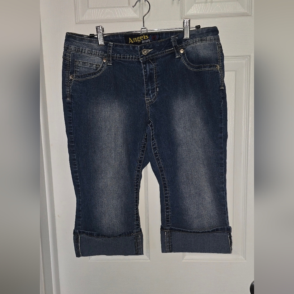 Angels Blue Capri Cropped Jeans with Rolled Hems